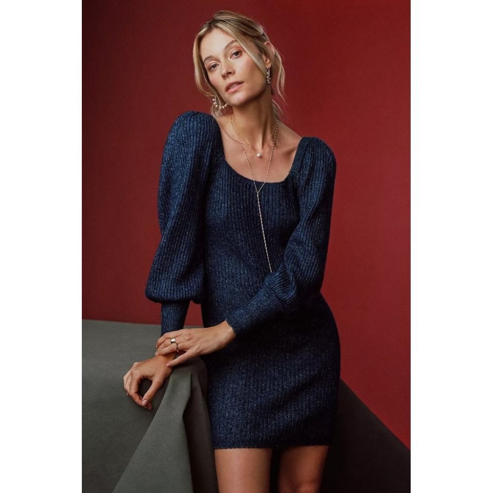 NWT - ANTHROPOLOGIE M Flat White Asha Shimmer Mini Dress